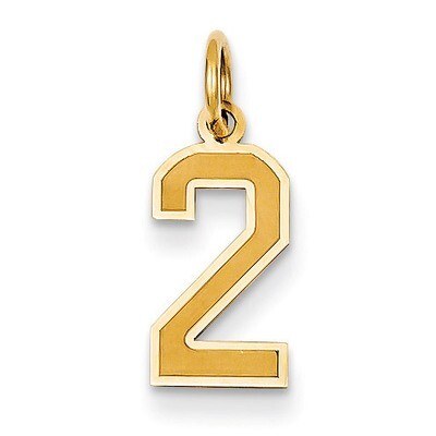 Small Satin Number 2 Charm 14k Gold LSS02, MPN: LSS02, 886774102450