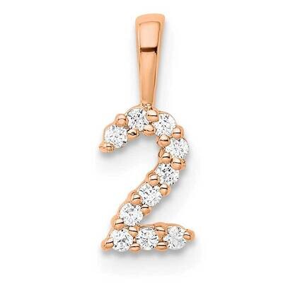 Diamond Number 2 Pendant 14k Rose Gold PM8369-2-010-RA, MPN: PM8369-2-010-RA, 196904074442