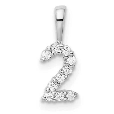 Diamond Number 2 Pendant 14k White Gold PM8369-2-010-WA, MPN: PM8369-2-010-WA, 196904069493