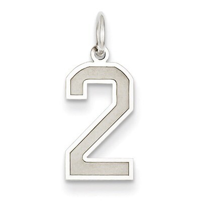Medium Satin Number 2 Charm 14k White Gold WSM02, MPN: WSM02, 886774121192