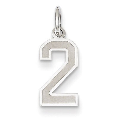 Small Satin Number 2 Charm 14k White Gold WSS02, MPN: WSS02, 886774121468