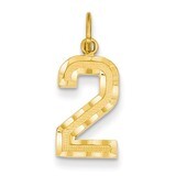 Casted Medium Diamond Cut Number 2 Charm 14k Gold MN02, MPN: MN02, 886774102931