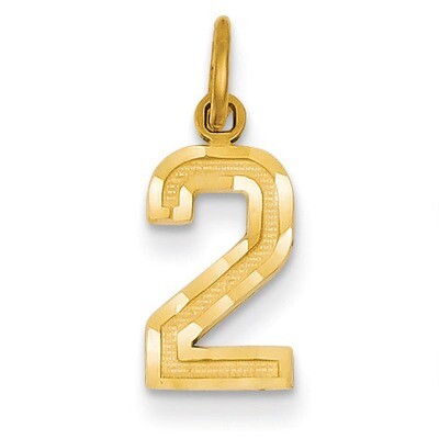 Casted Small Diamond Cut Number 2 Charm 14k Gold SN02, MPN: SN02, 883957102672