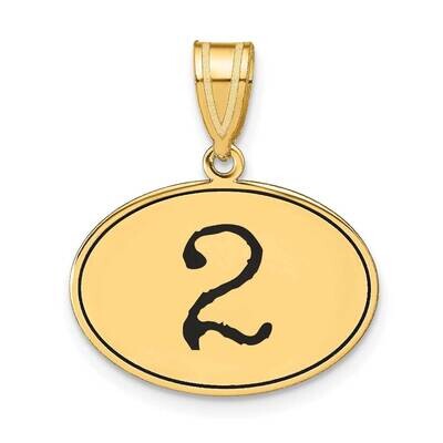 Number 2 Black Epoxy Oval Pendant 14k Gold Polished OEN02, MPN: OEN02, 196904082256