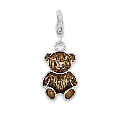 Teddy Bear Charm Sterling Silver Enameled QCC1060 by Amore La Vita, MPN: QCC1060, 191101390814