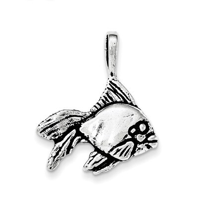 Antiqued &amp; Textured Goldfish with long Fins Chain Slide Sterling Silver QC8752