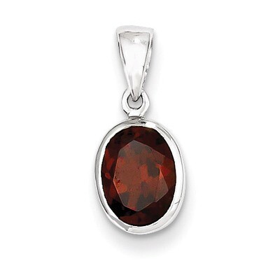 Garnet Pendant Sterling Silver Rhodium QDX600, MPN: QDX600, 883957542669