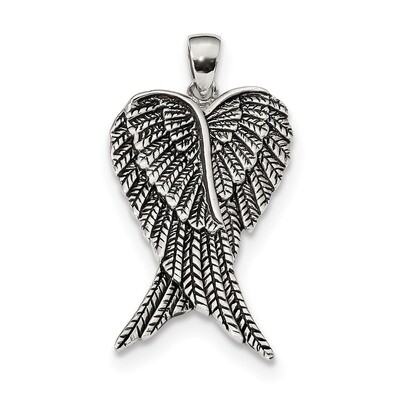 Antiqued Angel Wing Pendant Sterling Silver Rhodium-plated QC9141, MPN: QC9141, 886774125442