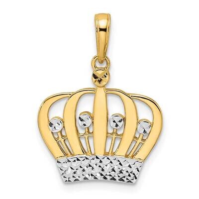 Crown Pendant 14k Gold and White Rhodium Diamond-Cut M2960, MPN: M2960, 196904073315