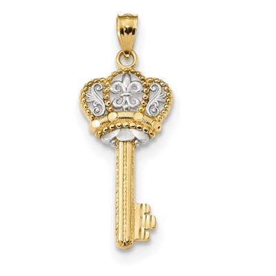 Crown Key Pendant 14k Gold &amp; Rhodium K5939, MPN: K5939, 886774081885