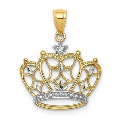 Diamond-cut Filigree Crown Pendant 14k White Gold Rhodium C4673, MPN: C4673, 883957874012