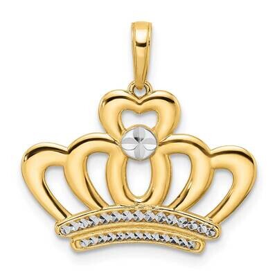 Crown Pendant 14k Gold and White Rhodium Diamond-Cut M2958, MPN: M2958, 196904071960