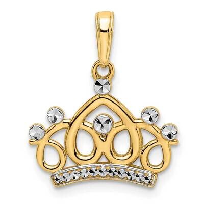 Crown Pendant 14k Gold and White Rhodium Diamond-Cut M2957, MPN: M2957, 196904073049