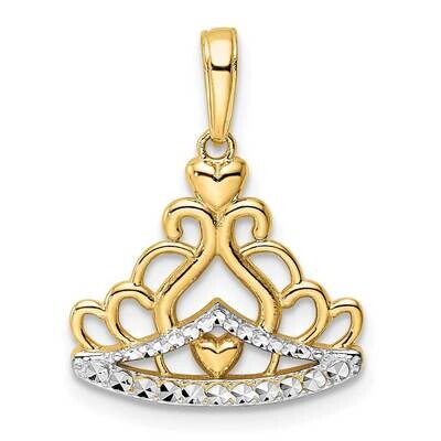 Crown Pendant 14k Gold and White Rhodium Diamond-Cut M2956, MPN: M2956, 196904071977