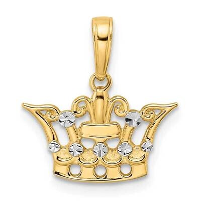 Crown Pendant 14k Gold and White Rhodium Diamond-Cut M2930, MPN: M2930, 196904073322