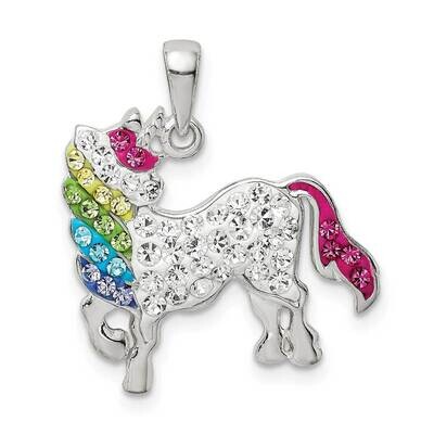 Multi-colored Preciosa Crystal Unicorn Pendant Sterling Silver QC9612, MPN: QC9612,