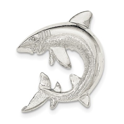 Textured Shark Chain Slide Pendant Sterling Silver Polished QC8735, MPN: QC8735, 191101363894