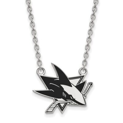 San Jose Sharks Large Enamel Pendant with Chain Necklace Sterling Silver SS030SHA-18, MPN: SS030SHA…
