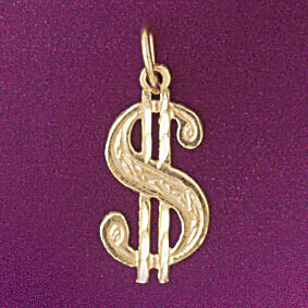 Dazzlers Jewelry Dollar Sign Pendant Necklace Charm Bracelet in Yellow, White or Rose Gold 5407, MP…