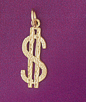 Dazzlers Jewelry Dollar Sign Pendant Necklace Charm Bracelet in Yellow, White or Rose Gold 5406, MP…