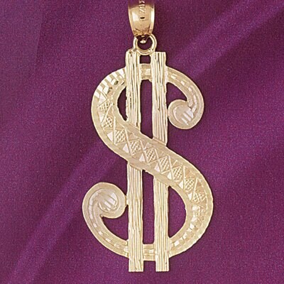 Dazzlers Jewelry Dollar Sign Pendant Necklace Charm Bracelet in Yellow, White or Rose Gold 5401, MP…