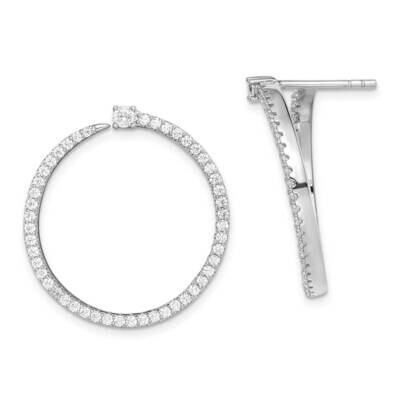 Circle Dangle Post Earrings Sterling Silver Rhodium-plated CZ Diamond QE15108, MPN: QE15108, 886774…
