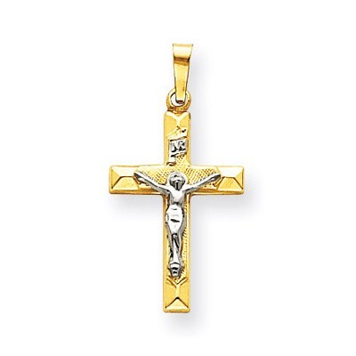 INRI Hollow Crucifix Pendant 14k Two-Tone Gold XR310, MPN: XR310, 191101544156