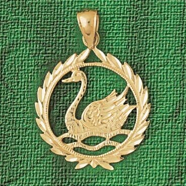 Dazzlers Jewelry Swan Pendant Necklace Charm Bracelet in Yellow, White or Rose Gold 3008, MPN: DZ-3…