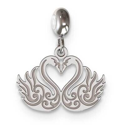 Memi Swan Heart Charm Sterling Silver Rhodium-plated ME162-SS, MPN: ME162-SS,