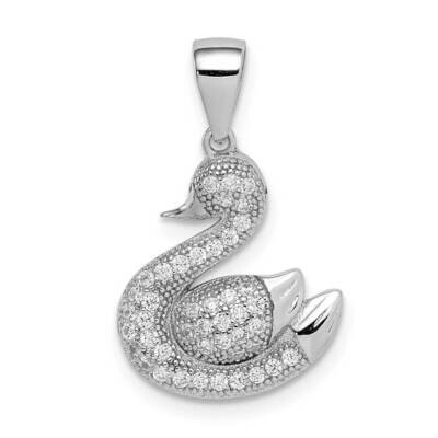 Polished Pave CZ Diamond Swan Pendant Sterling Silver Rhodium-plated QC9635, MPN: QC9635, 883957897…