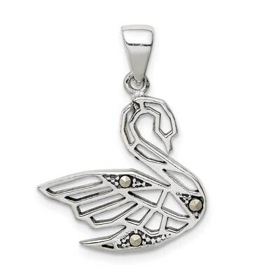 Marcasite Swan Pendant Sterling Silver Antiqued QC9633, MPN: QC9633,