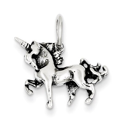 Unicorn Charm Antiqued Sterling Silver QC1462, MPN: QC1462, 883957558721