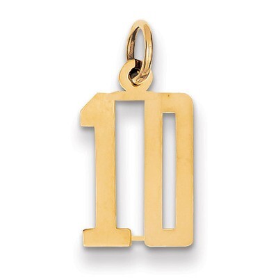 Number 10 Charm 14k Gold Small Polished Elongated LES10, MPN: LES10, 883957947013