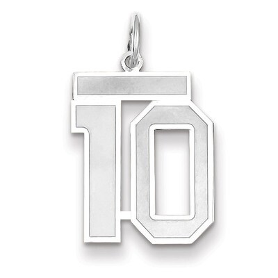 Number 10 Charm Medium Satin 14k white Gold WSM10, MPN: WSM10, 883957077161