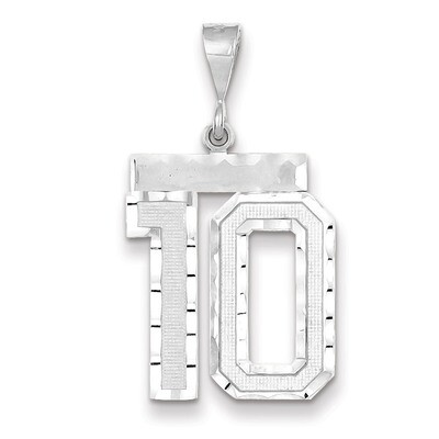 Number 10 Charm 14k white Gold Large Diamond -cut WLN10, MPN: WLN10, 883957123394
