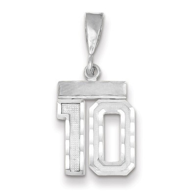 Number 10 Charm Small Diamond -cut 14k white Gold WSN10, MPN: WSN10, 883957111506