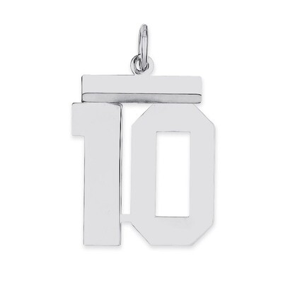 Pendant Number 10 Polished Sterling Silver Medium QMS10, MPN: QMS10, 191101277832