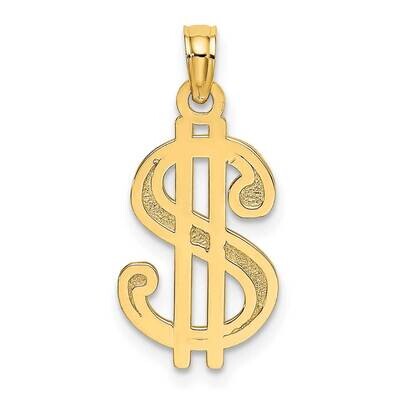 Dollar Sign Charm 14k Gold Textured K7272, MPN: K7272, 637218168903