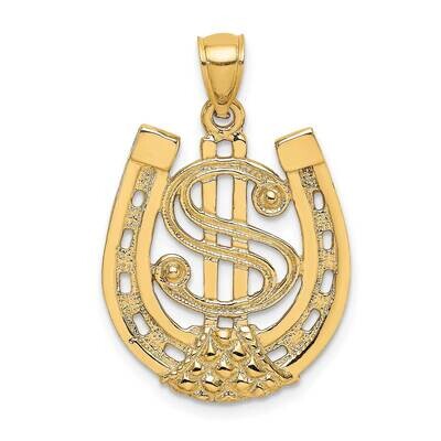 Dollar Sign In Horseshoe Charm 14k Gold K7158, MPN: K7158, 637218008841