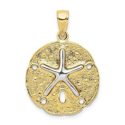 Two Tone Sand Dollar with Starfish Pendant 10k Gold 10K4894, MPN: 10K4894,
