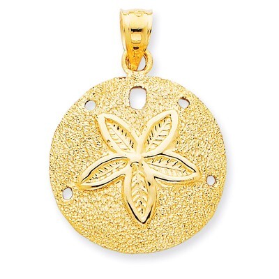 Laser-Cut Sand Dollar Pendant 14k Gold Solid Polished D1398, MPN: D1398, 886774092324