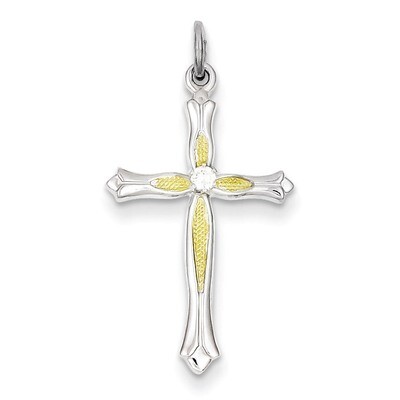 Vermeil Diamond Cross Pendant Sterling Silver QC3304, MPN: QC3304, 883957524764