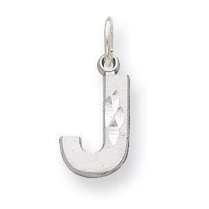 Diamond-cut Initial J Charm 14k White Gold Solid Satin D1282J, MPN: D1282J, 883957862965