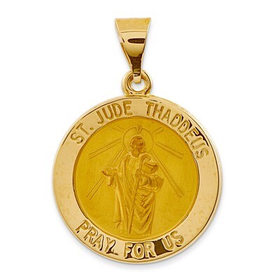 Saint Jude Thaddeus Medal Pendant 14k Gold Polished and Satin XR1346, MPN: XR1346, 886774619460