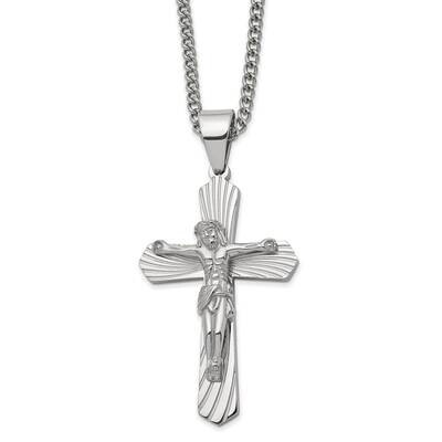 Crucifix 24 Inch Necklace Stainless Steel Polished SRN2798-24 by Chisel, MPN: SRN2798-24, 191101870…