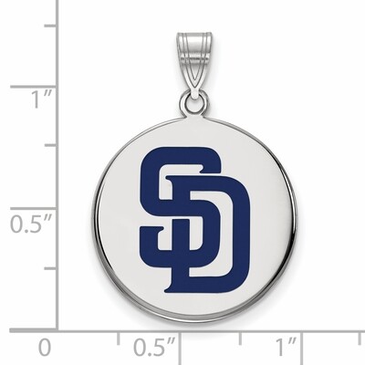 San Diego Padres Large Enamel Disc Pendant Sterling Silver SS018PAD, MPN: SS018PAD, 886774628448