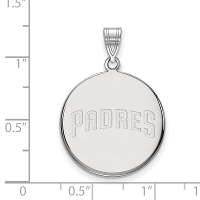MLB San Diego Padres Large Disc Pendant Sterling Silver Rhodium-plated SS024PAD, MPN: SS024PAD, 886…
