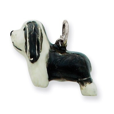 Bearded Collie Charm Sterling Silver Enameled QC6378, MPN: QC6378, 886774373942