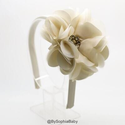 Ivory Girls Headband IvoryToddler Headband Flower Girls Headband Big Flower Headband Girl Arch Head…