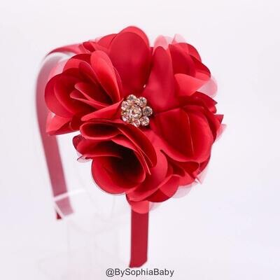 Red Girls Headband Red Toddler Headband Girls Flower Headband Big Flower Headband Girl Arch Headban…
